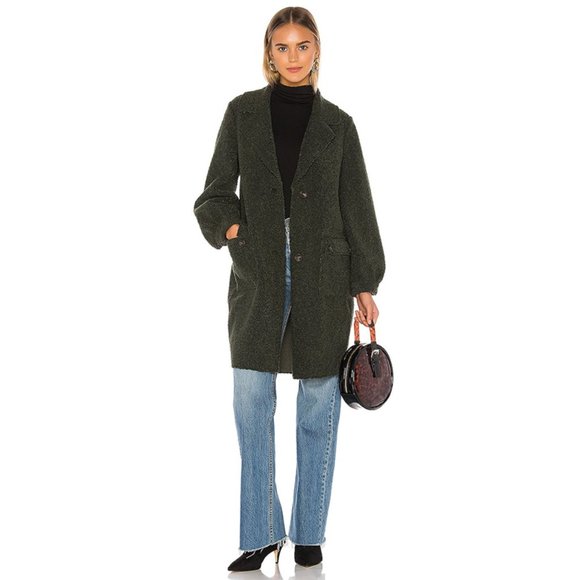 Tularosa Jackets & Blazers - Tularosa Riley Faux Fur Shearling Coat Jacket Moss Green Balloon Sleeve Small